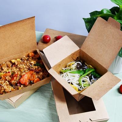 Напечатанное на заказ логотип Kraft пищевая упаковка коробка для обеда для удаления пищевая бумага коробка для упаковки картонная коробка с отсеками