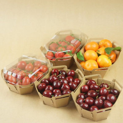 Recyclable поднос плода 350gsm Kraft бумажный с крышкой ЛЮБИМЦА