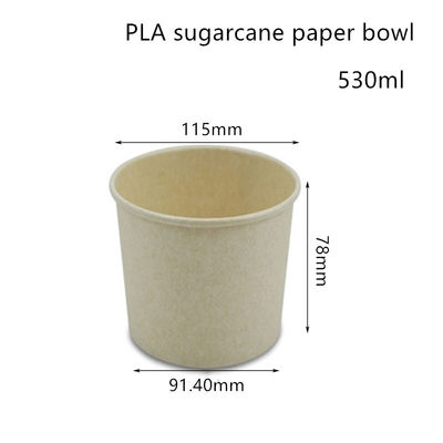 Контейнер Compostable плошки для супа бумаги сахарного тростника PLA на вынос