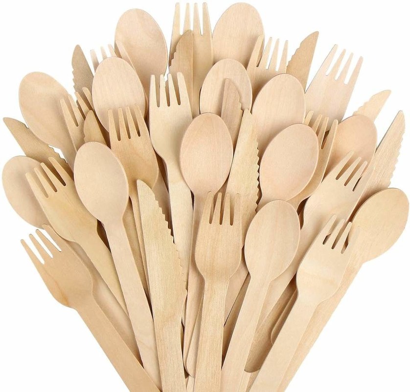 Custom Disposable Wooden Spoon 160mm Wooden Fork Spoon Knife Utensils Biodegradable Tableware Wedding Ice Cream Fork Spoon Set