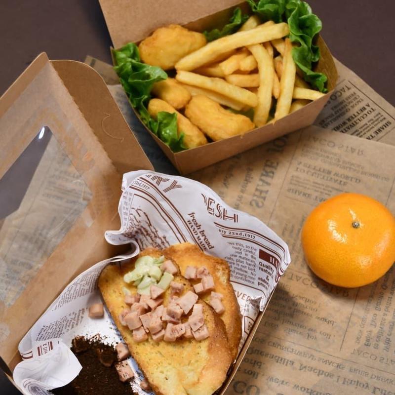 Напечатанное на заказ логотип Kraft пищевая упаковка коробка для обеда для удаления пищевая бумага коробка для упаковки картонная коробка с отсеками