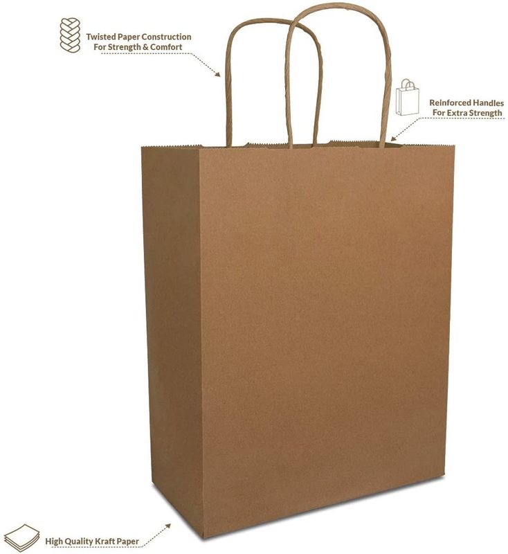 Бумажный мешок Eco дружелюбное 80% PCW 8x4x10» Kraft