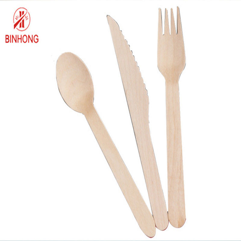 Вилка ножа столового прибора ресторана OEM устранимая естественная Compostable деревянная черпает Degradable ложкой