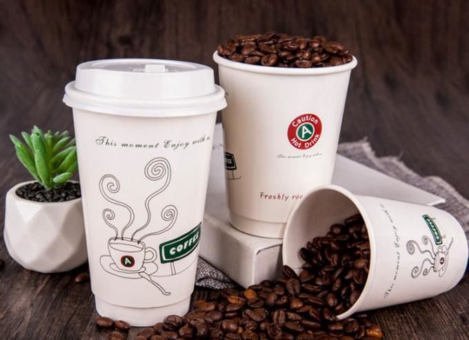 Чашка 16oz напитка кофе бумаги Kraft двойного слоя ISO9001 для кафа