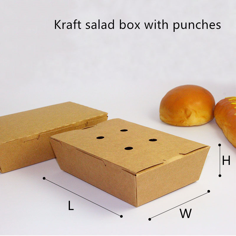 Бумага Kraft салата принимает прочь коробке Microwavable устранимое с пуншами