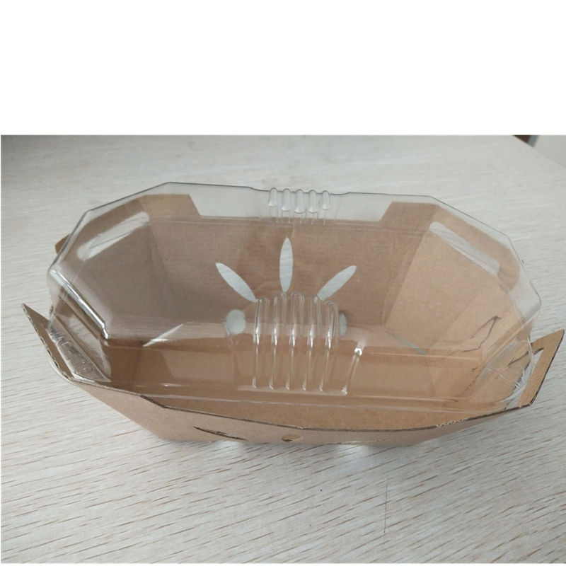 Recyclable поднос плода 350gsm Kraft бумажный с крышкой ЛЮБИМЦА