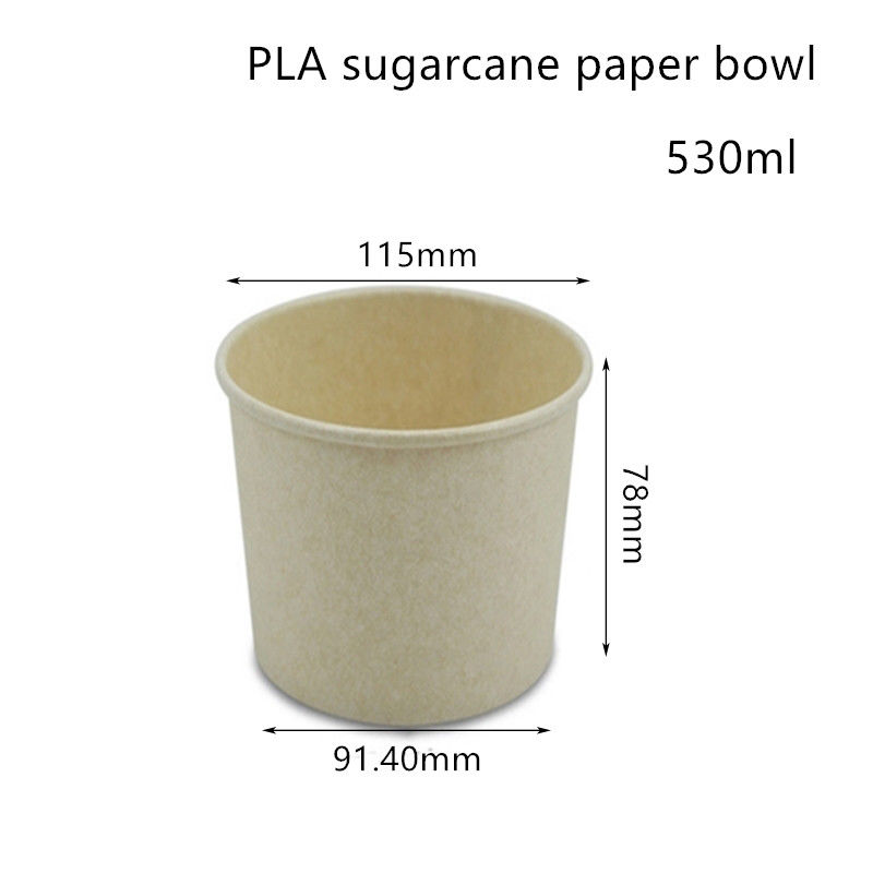 Контейнер Compostable плошки для супа бумаги сахарного тростника PLA на вынос
