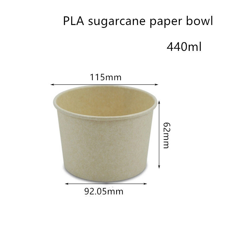 Контейнер Compostable плошки для супа бумаги сахарного тростника PLA на вынос