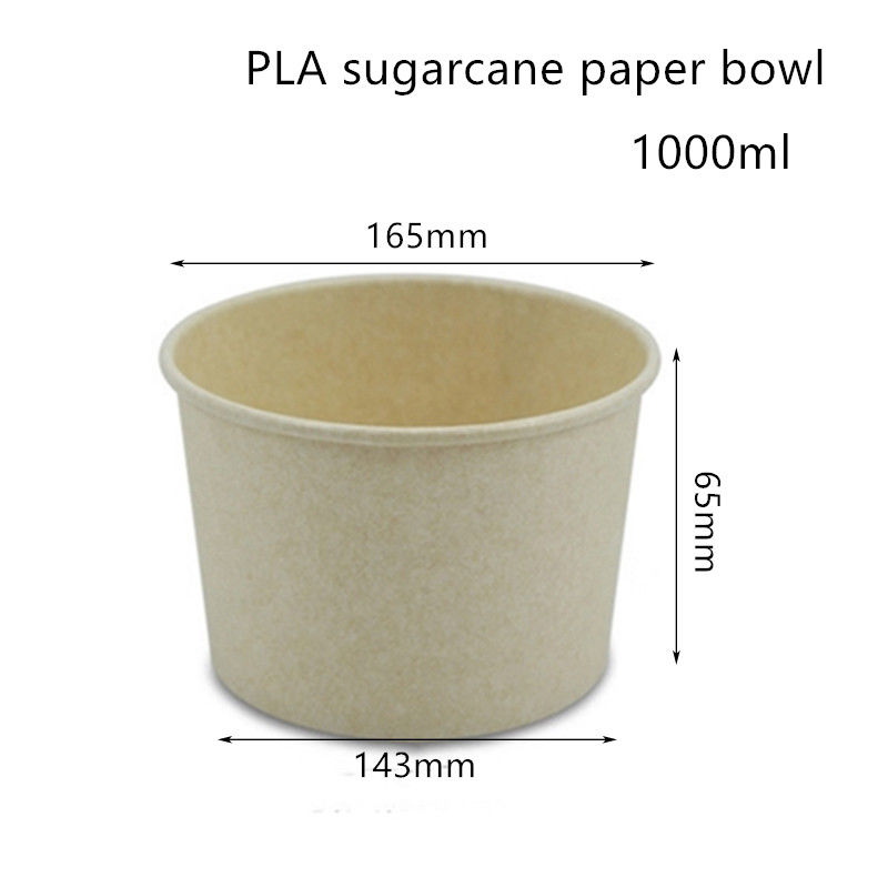 Контейнер Compostable плошки для супа бумаги сахарного тростника PLA на вынос