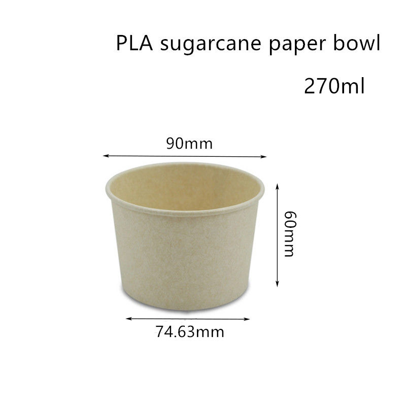 Контейнер Compostable плошки для супа бумаги сахарного тростника PLA на вынос
