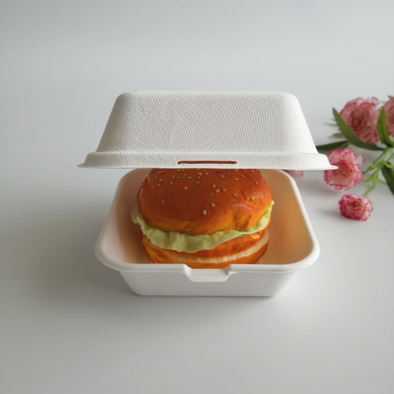 5 дюймов коробка бургера Biodegradable сахарного тростника 6 дюймов устранимая