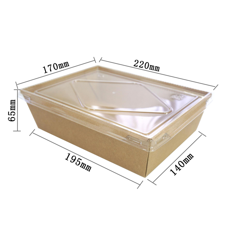 Прямоугольная коробка для завтрака устранимое Biodegradable 500ml Kraft салата - 2100ml