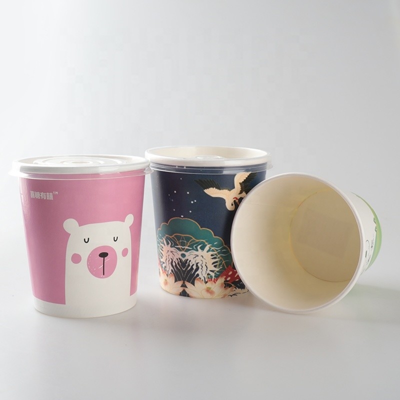 Чашка Biodegradable 7oz 32oz мороженого Kraft бумажная одностеночная