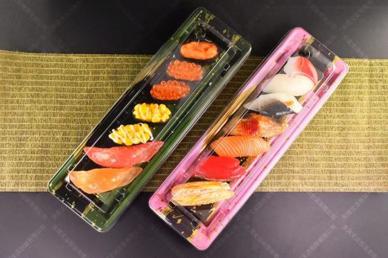 Packaging hot sale custom disposable plastic PP/PET/OPS popular design super large size takeaway sushi tray party。